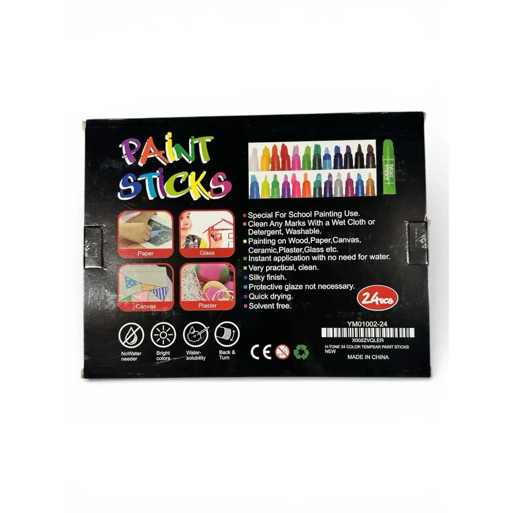 H-TONE 24 Colors Tempera Paint Sticks Washable Twistable Crayons Art New